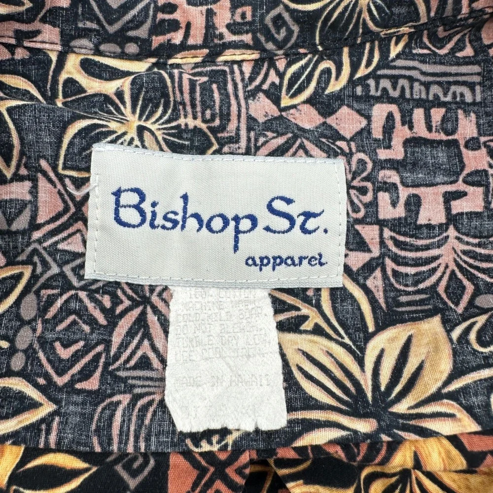 Vintage Bishop St Apparel Mens XL Hawaiian Shirt Cotton Tropical Made in Hawaii - Picture 5 of 6